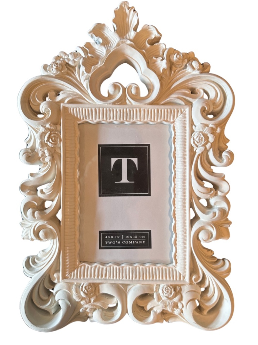 NEW Two's Company White Detailed Frame - 4 x 6 Photo Frame